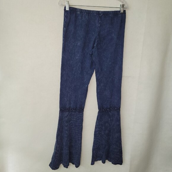 Chatoyant Bell Bottom Pants Womens M Blue Stretch Thermal Boho Mineral Wash USA - Picture 4 of 10